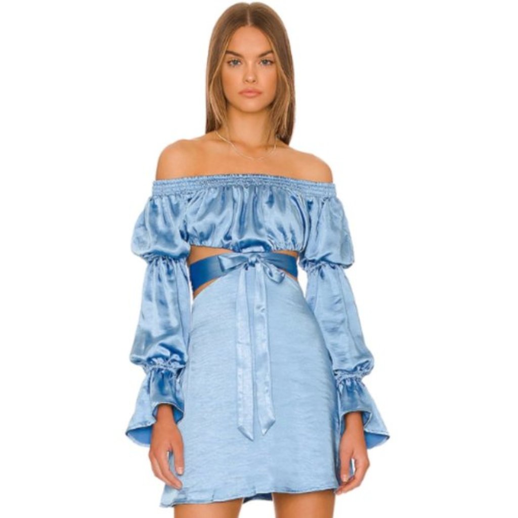 House Of Harlow 1960 Biarritz Mini Dress In Bright Blue Nwt